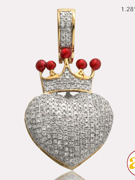 10KY 0.75CTW DIAMOND PUFFED HEART WITH CROWN