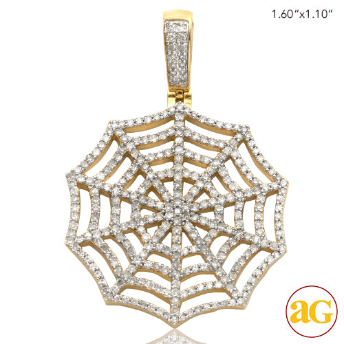 10KY 1.65CTW DIAMOND SPIDER WEB PENDANT