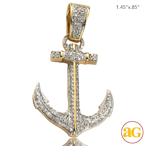 10KY 0.45CTW DIAMOND ANCHOR PENDANT