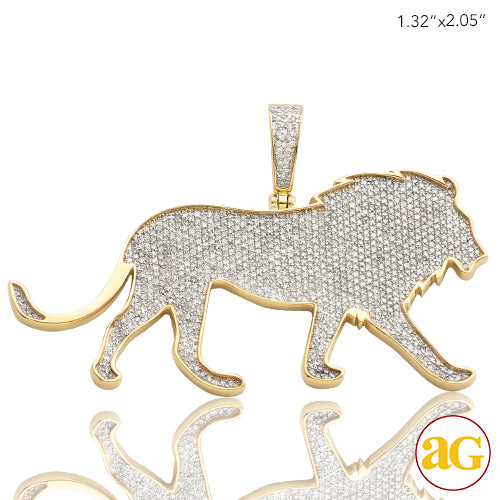 10KY 1.30CTW DIAMOND WALKING LION PENDANT