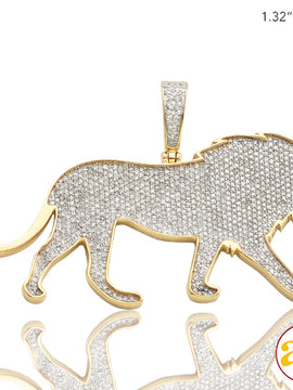 10KY 1.30CTW DIAMOND WALKING LION PENDANT