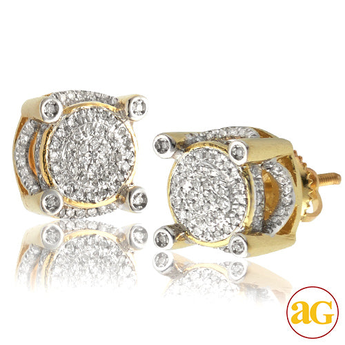 10KY 0.35CTW MICROPAVE DIAMOND 3-D DISC EARRINGS