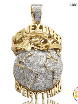 10KY 1.05CTW DIAMOND GLOBE WITH TEXT PENDANT