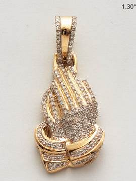 10KY 0.35CTW DIAMOND PRAYING HANDS PENDANT