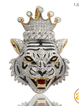 10KY 0.80CTW MICROPAVE DIAMOND TIGER WITH CROWN