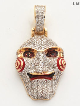 10KY 0.60CTW DIAMOND JIGSAW MASK PENDANT