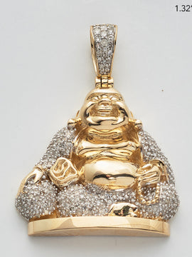 10KY 1.00CTW DIAMOND SITTING FAT BUDDHA PENDANT