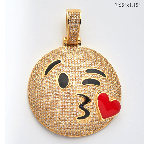 10KY 2.00CTW DIAMOND BLOWING KISS EMOJI PENDANT