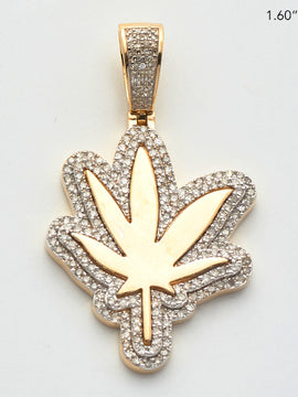 10KY 1.10CTW DIAMOND HERBAL MEDICINE LEAF PENDANT