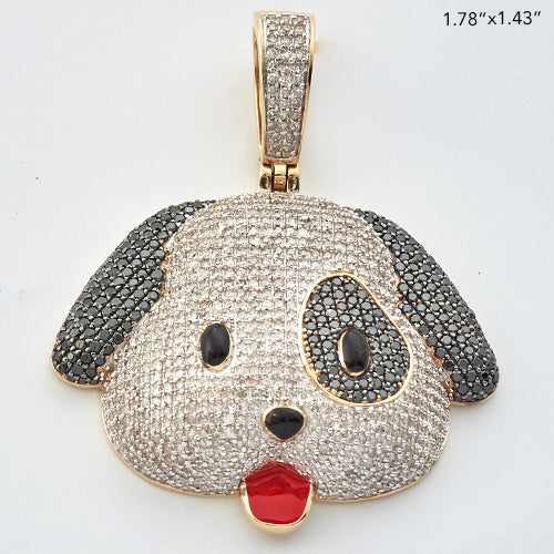 10KY 3.25CTW BLACK AND WHITE DIAMOND PUPPY DOG