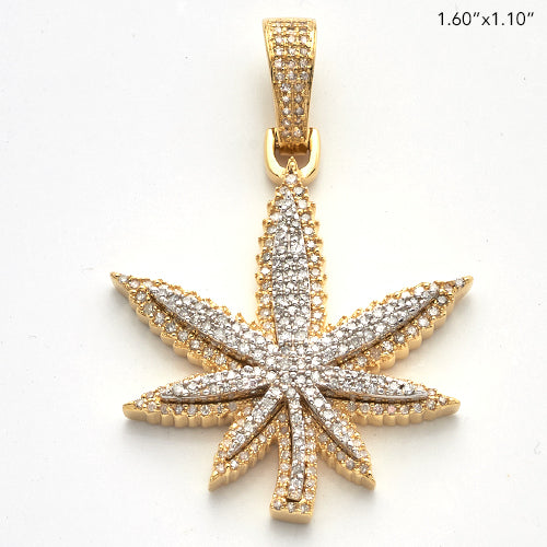 10KY+W 1.15CTW DIAMOND HERBAL MEDICINE LEAF