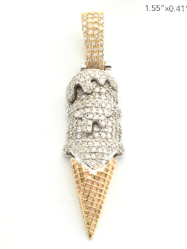 10KY 0.85CTW DIAMOND ICE CREAM CONE PENDANT