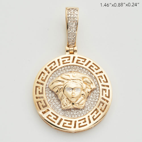 10KY 0.25CTW DIAMOND MEDUSA MEDALLION WITH