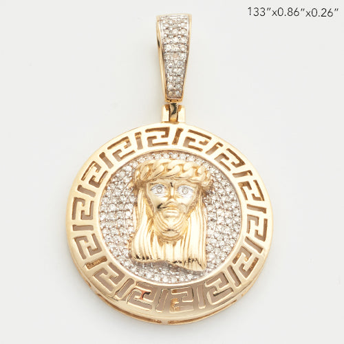 10KY 0.25CTW DIAMOND JESUS HEAD MEDALLION WITH