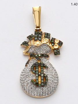 10KY 1.10CTW GREEN AND WHITE DIAMOND MONEYBAG