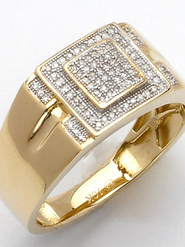 10KY 0.25CTW MICROPAVE DIAMOND MENS 3D SQUARE FACE