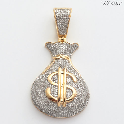 10KY 1.15CTW MICROPAVE DIAMOND MONEY BAG PENDANT