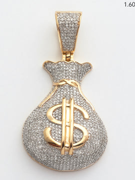 10KY 1.15CTW MICROPAVE DIAMOND MONEY BAG PENDANT