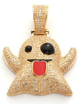 10KY 1.05CTW MICROPAVE DIAMOND GHOST FACE EMOJI