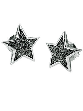 10KW 0.15CTW BLACK DIAMOND STAR EARRING