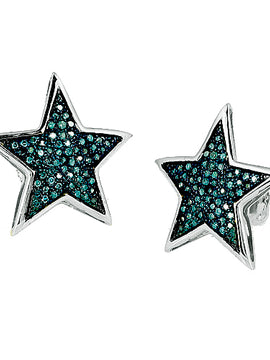 10KW 0.35CTW BLUE DIAMOND STAR EARRING