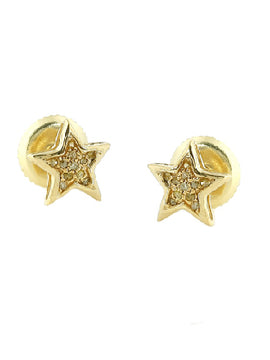 10KY 0.05CTW YELLOW DIA STAR EARRINGS