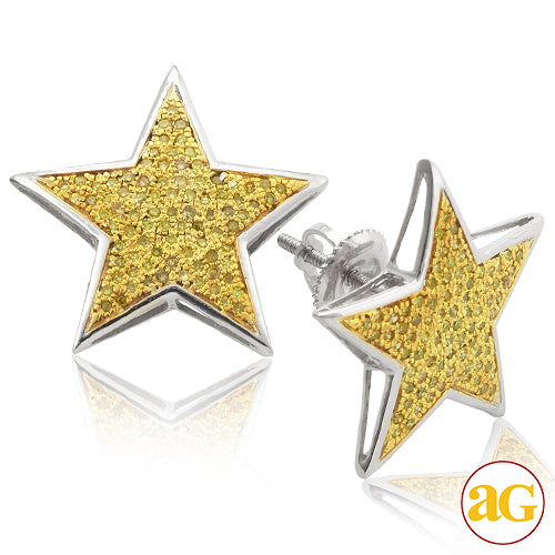 10KW 0.50CTW YEL DIAMOND STAR EARRING