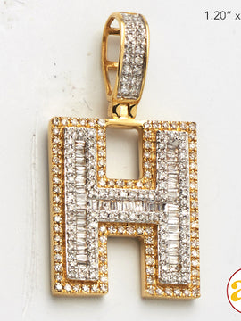 14KY 0.75 CTW DIAMOND INITIAL PENDANT "H"