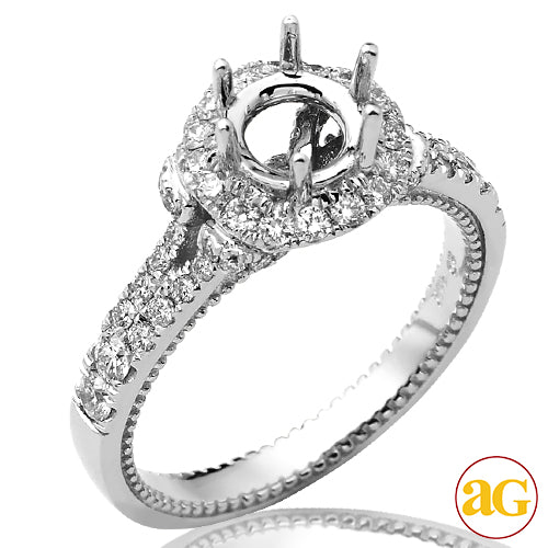 14KW 0.65CTW DIAMOND SEMI MOUNT RING W/ ROUND HALO