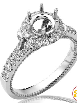 14KW 0.65CTW DIAMOND SEMI MOUNT RING W/ ROUND HALO