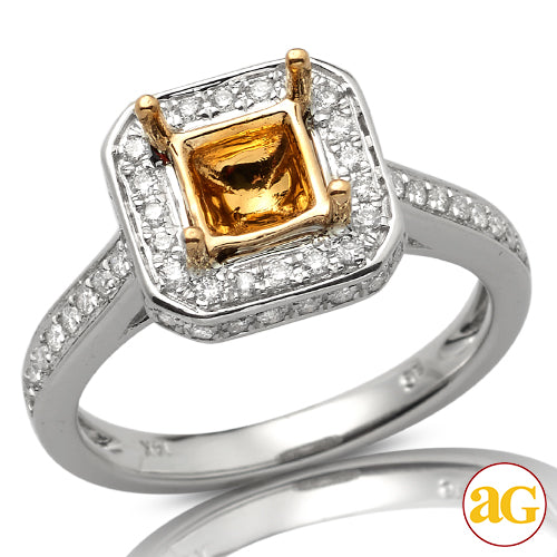 14KW+Y 0.65CTW DIAMOND SEMI MOUNT RING WITH YELLOW