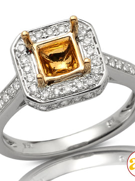 14KW+Y 0.65CTW DIAMOND SEMI MOUNT RING WITH YELLOW