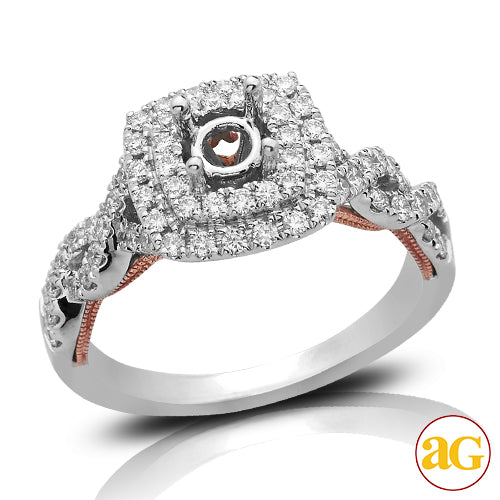 14KW+R 0.70CTW DIAMOND TWO TONE SEMI MOUNT RING -