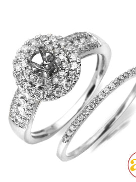 14KW 0.70CTW DIAMOND OVAL SEMI MOUNT BRIDAL SET