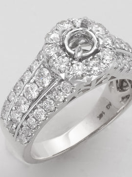 14KW 1.60CTW DIAMOND SEMI MOUNT RING - ROUND HALO