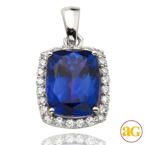 14KW 0.35CTW DIAMOND PENDANT WITH 3.16CT TANZANITE