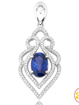 14KW 0.40CTW DIAMOND PENDANT WITH 2.50CT TANZANITE