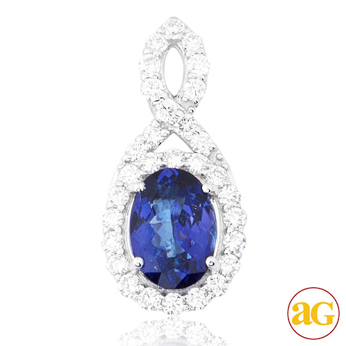 14KW 0.60CTW DIAMOND PENDANT WITH 1.47CT TANZANITE