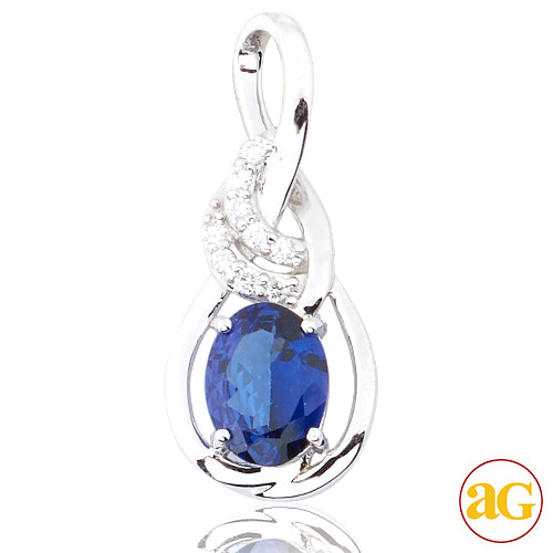 14KW 0.10CTW DIAMOND PENDANT WITH 1.26CT TANZANITE