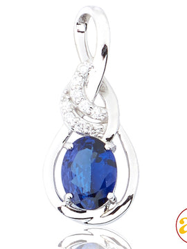 14KW 0.10CTW DIAMOND PENDANT WITH 1.26CT TANZANITE