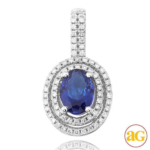 14KW 0.35CTW DIAMOND PENDANT WITH 1.35CT TANZANITE