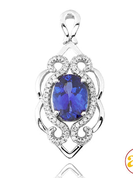 14KW 0.20CTW DIAMOND PENDANT WITH 1.77CT TANZANITE