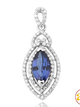 14KW 0.50CTW DIAMOND PENDANT WITH 1.68CT MARQUISE