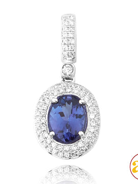 14KW 0.35CTW DIAMOND PENDANT WITH 1.15CT OVAL TANZ