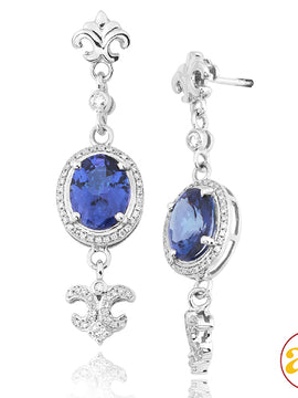 14KW 0.35CTW DIAMOND EARRINGS WITH 4.08CTW OVAL TA