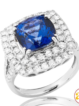 14KW 1.50CTW DIAMOND RING WITH 4.36CT SQUARE SHAPE