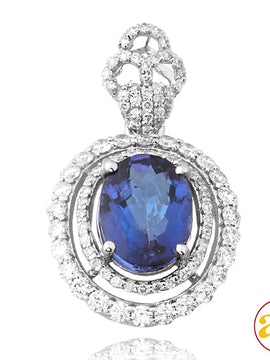 14KW 0.75CTW DIAMOND PENDANT WITH 2.39CT OVAL TANZ