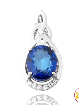 14KW 0.10CTW DIAMOND PENDANT WITH 3.46CT OVAL TANZ