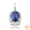 14KW 0.25CTW DIAMOND PENDANT WITH 2.09CT OVAL TANZ