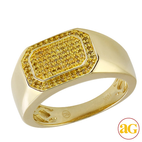 10KY 0.30CTW YELLOW DIAMOND MENS RING